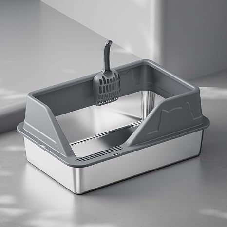 Enclosed Stainless Steel Cat Litter Box with Lid