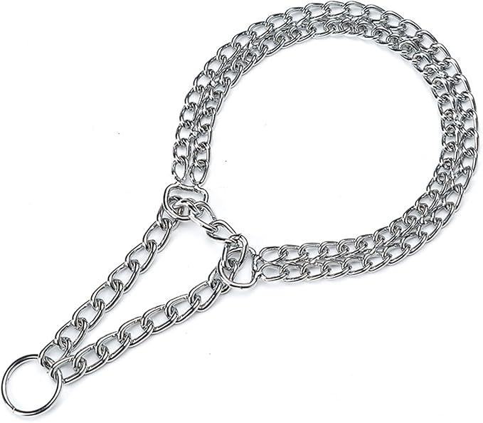 Chrome Plated Double Link Choke Chain Dog Collar