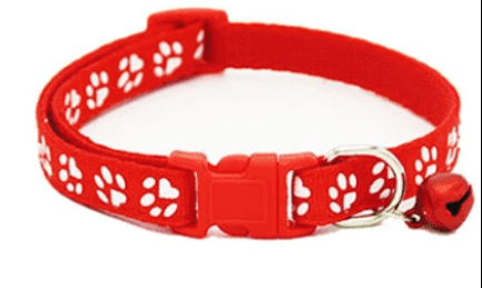 Cute Cat Printed Paws Collar with Bell Adjustable For Cats