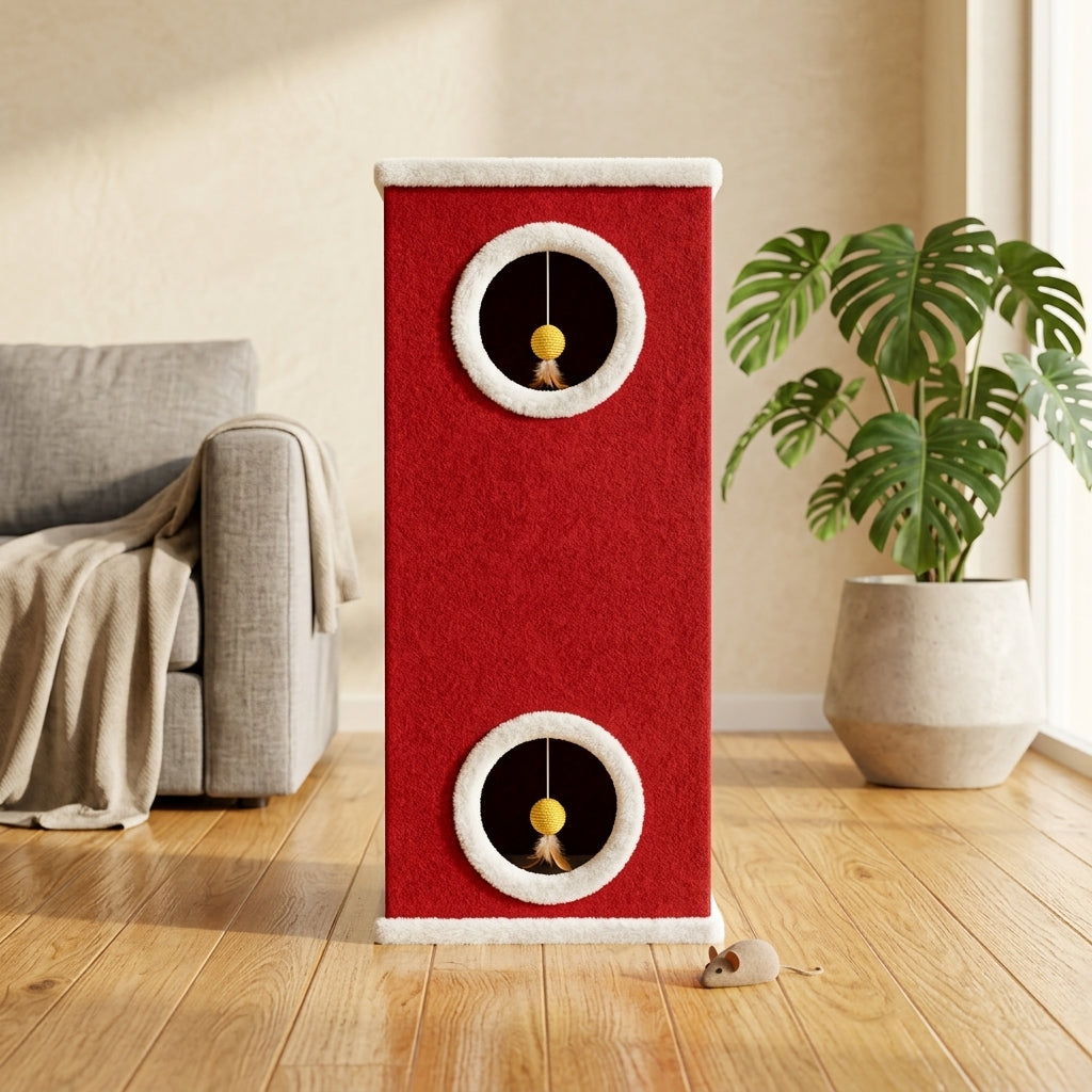 Cat Scratching Pole With Hideout House