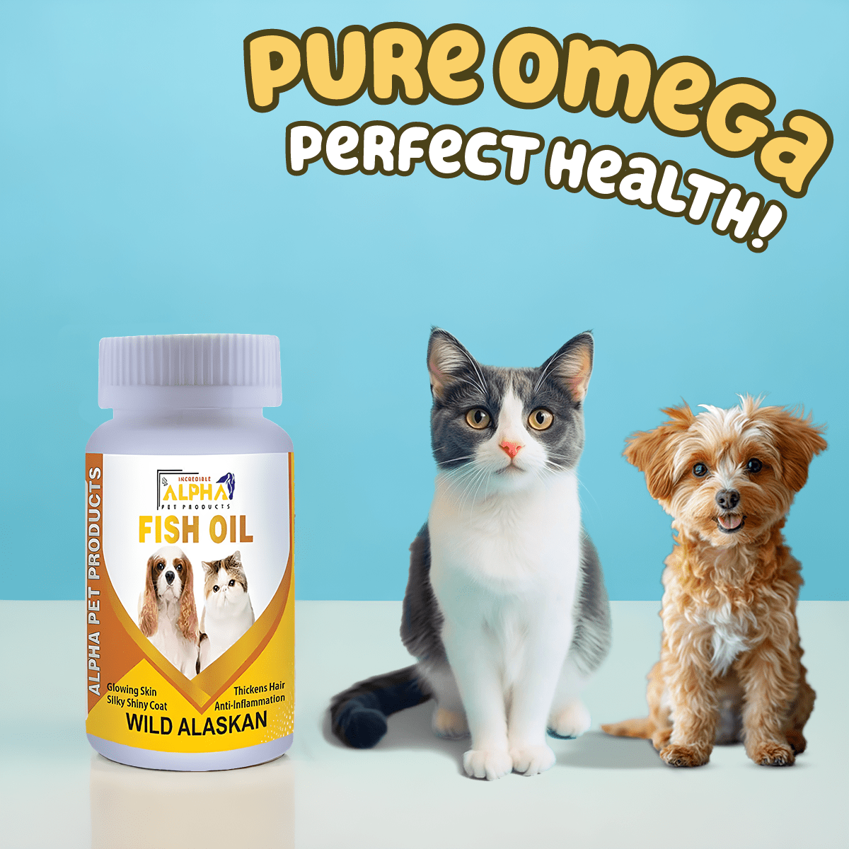 Hair and Skin Supplement Wild Alaskan Fish Oil Capsules Cats & Dogs