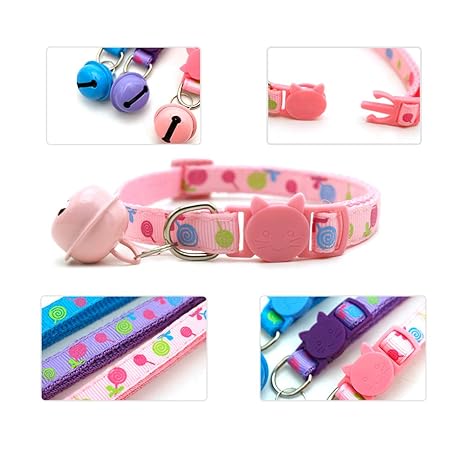 Lollipop Print Design Cat Collar With Bell