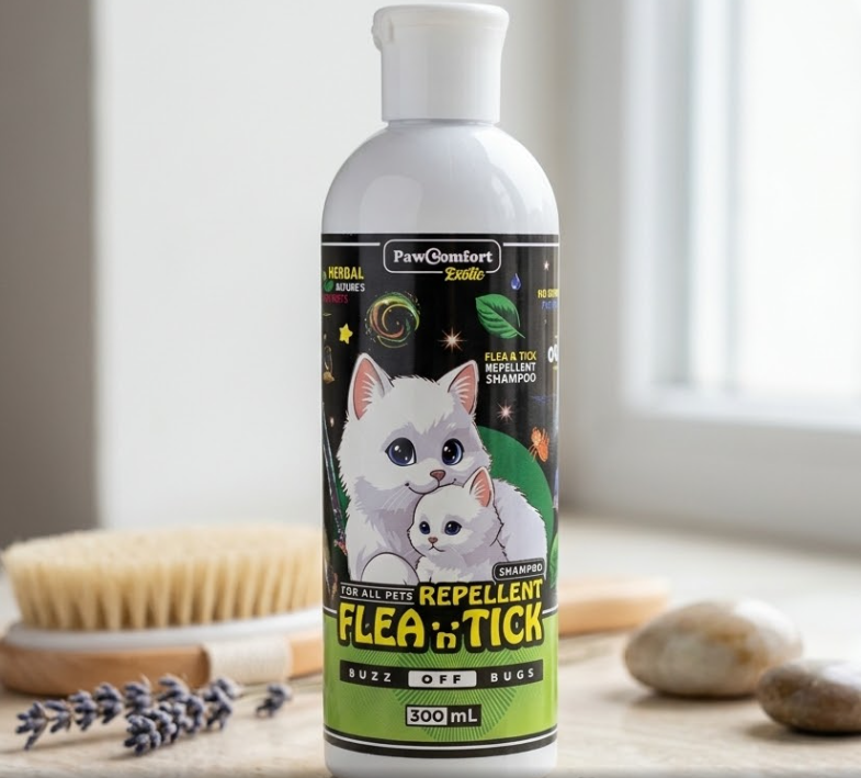 PawComfort Exotic Flea & Tick Repellent Cat Shampoo - 300ML
