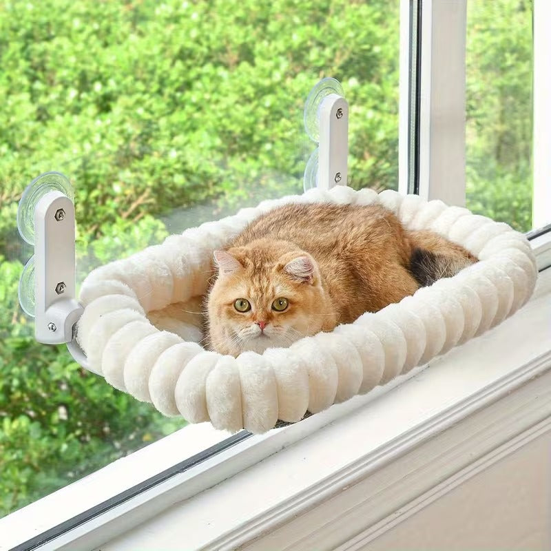 Window Side Cat Hammock Soft Plush Beige