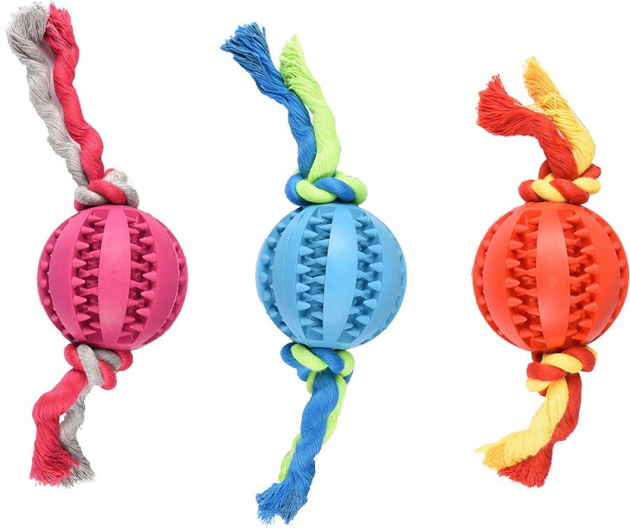 Dual-Texture Cotton Rope & Rubber Chew Toy
