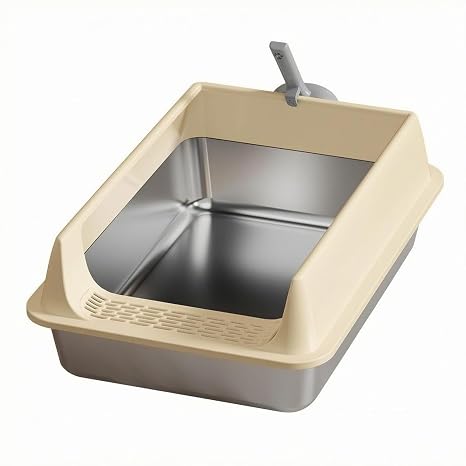 Stainless Steel High-Sided Cat Litter Box