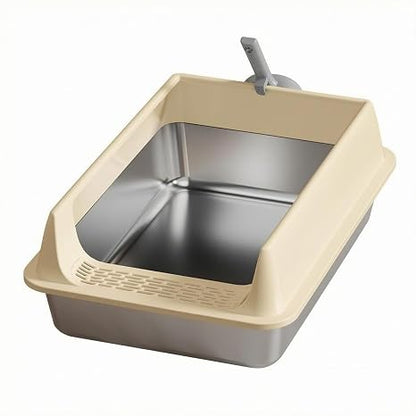 Stainless Steel High-Sided Cat Litter Box