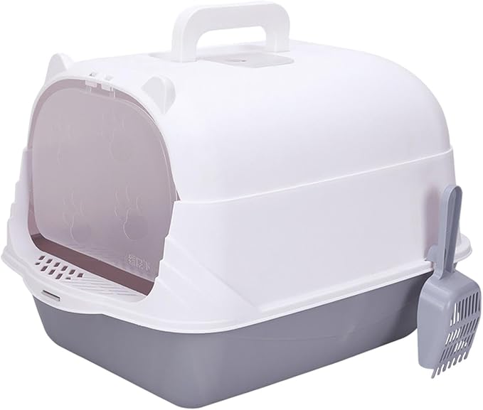 Portable Hooded Enclosed Cat Litter Box with Carry Handle