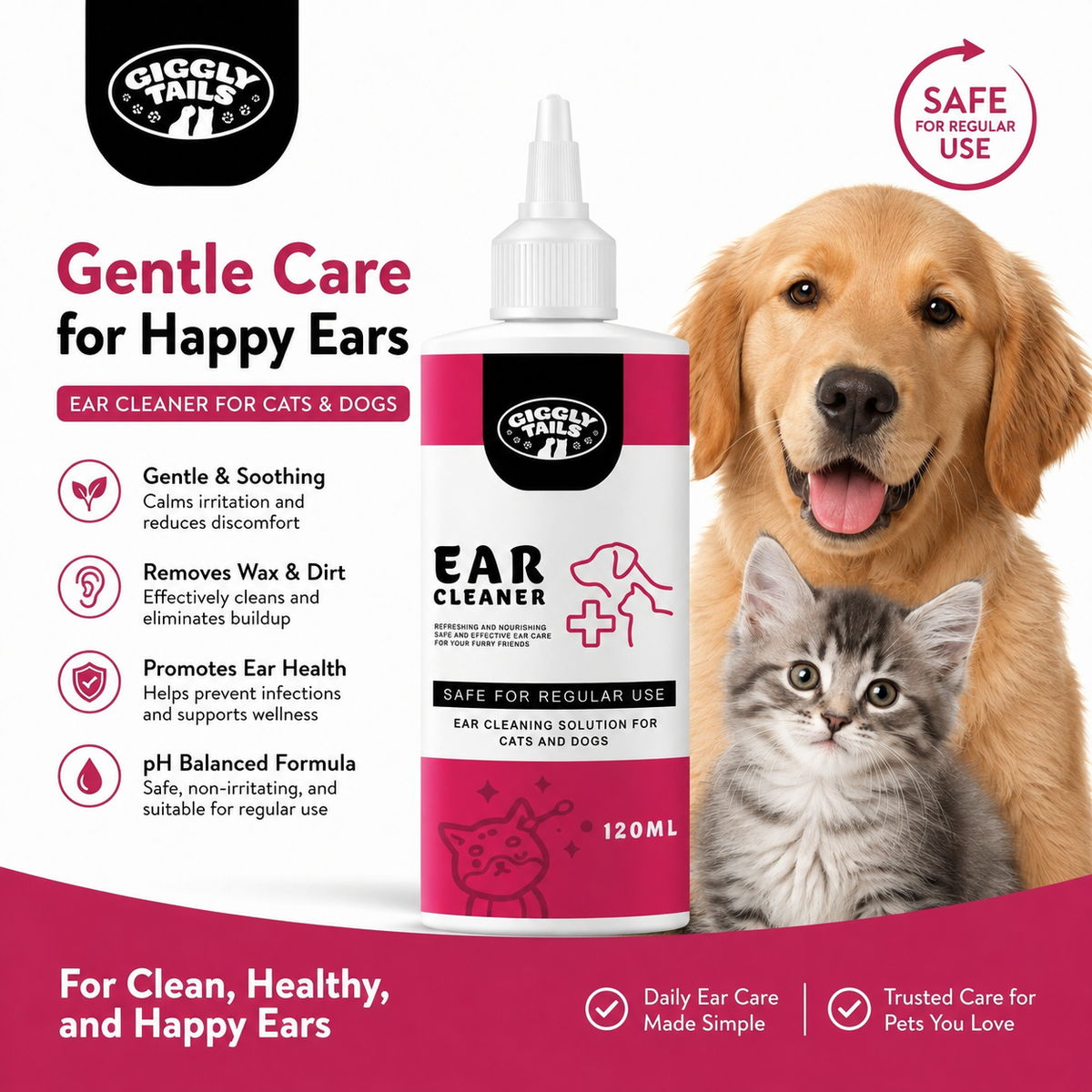 Ear Cleaner for Cats and Dogs 120ml