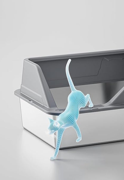 Enclosed Stainless Steel Cat Litter Box with Lid