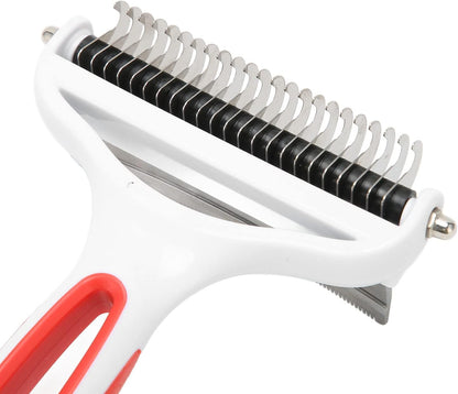 2-in-1 Pet Dematting & Deshedding Grooming Rake for Cats & Dogs