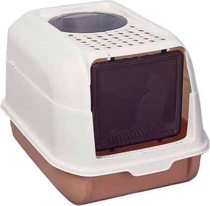 Hooded Enclosed Cat Litter Box with Flap Door