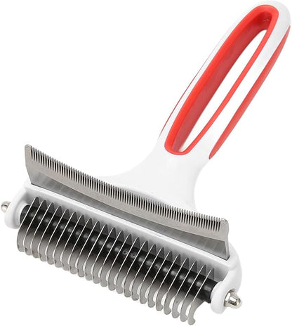 2-in-1 Pet Dematting & Deshedding Grooming Rake for Cats & Dogs