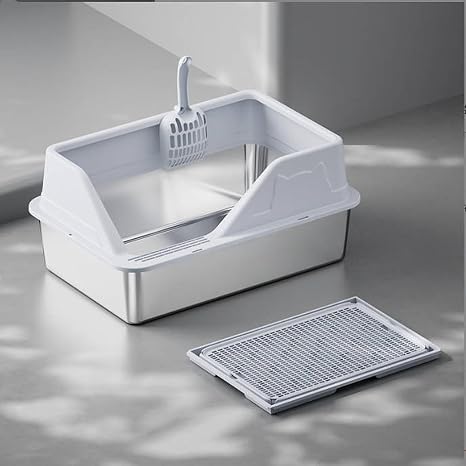 Enclosed Stainless Steel Cat Litter Box with Lid