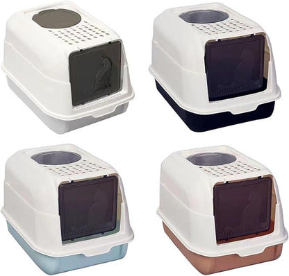 Hooded Enclosed Cat Litter Box with Flap Door