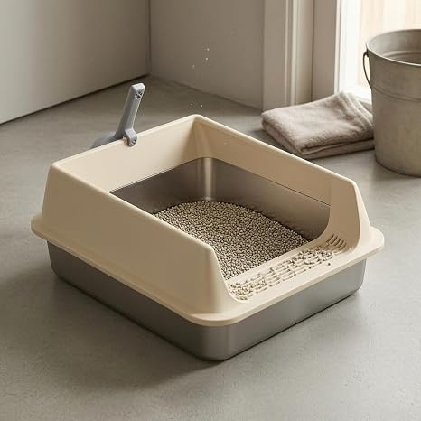 Stainless Steel High-Sided Cat Litter Box