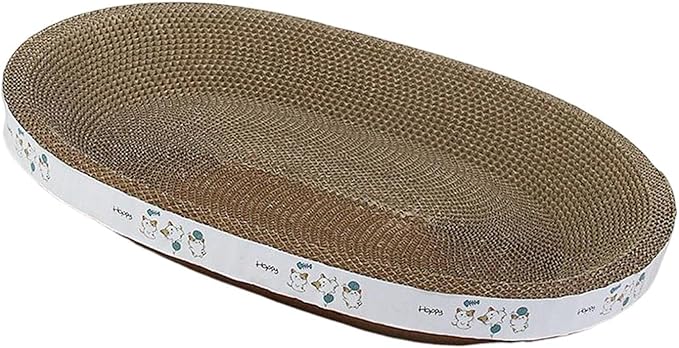 Oval Corrugated Cardboard Cat Scratcher Bed with Catnip