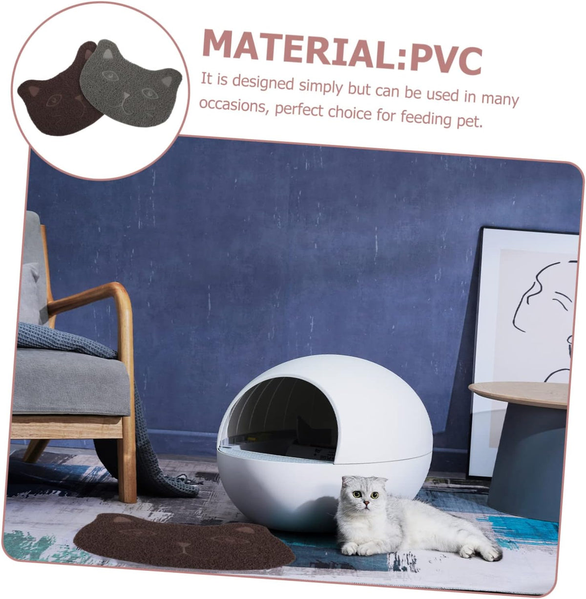 Happy Paws 2-in-1 Cat Feeding & Litter Catcher Mat