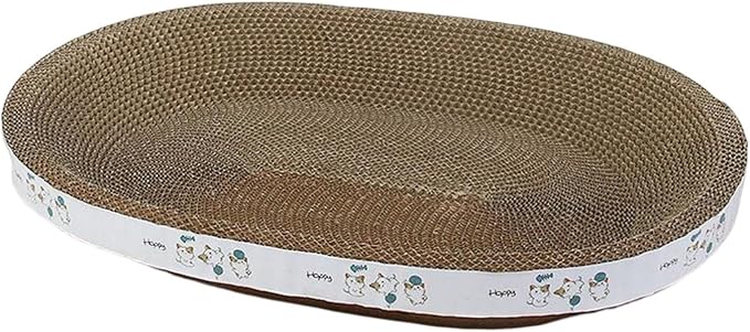 Oval Corrugated Cardboard Cat Scratcher Bed with Catnip