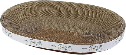 Oval Corrugated Cardboard Cat Scratcher Bed with Catnip