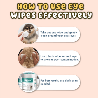 Best Quality Eye Cleaning Wipes for Cats & Dogs (100 Wipes) (Free Delivery)