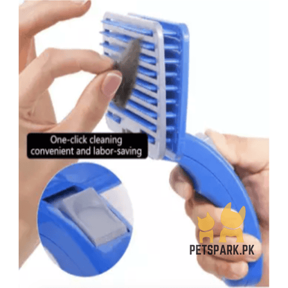 Blue Button Slicker Brush for Cats and Dogs