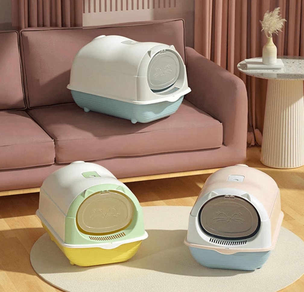 Cat Shape Colorful Covered Litter Box