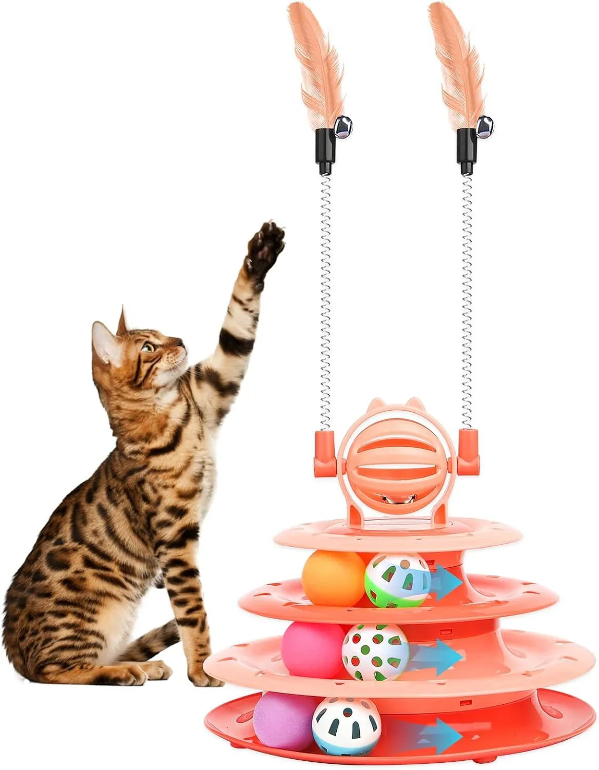 Cats Turntable Circle Track Toy with 2 Teaser Sticks