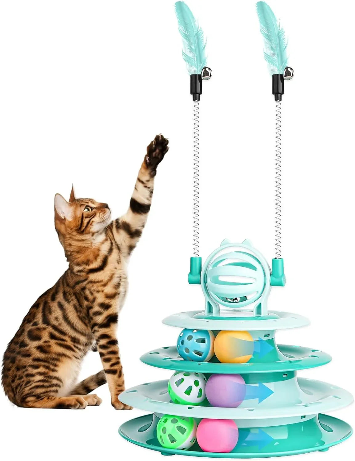 Cats Turntable Circle Track Toy with 2 Teaser Sticks