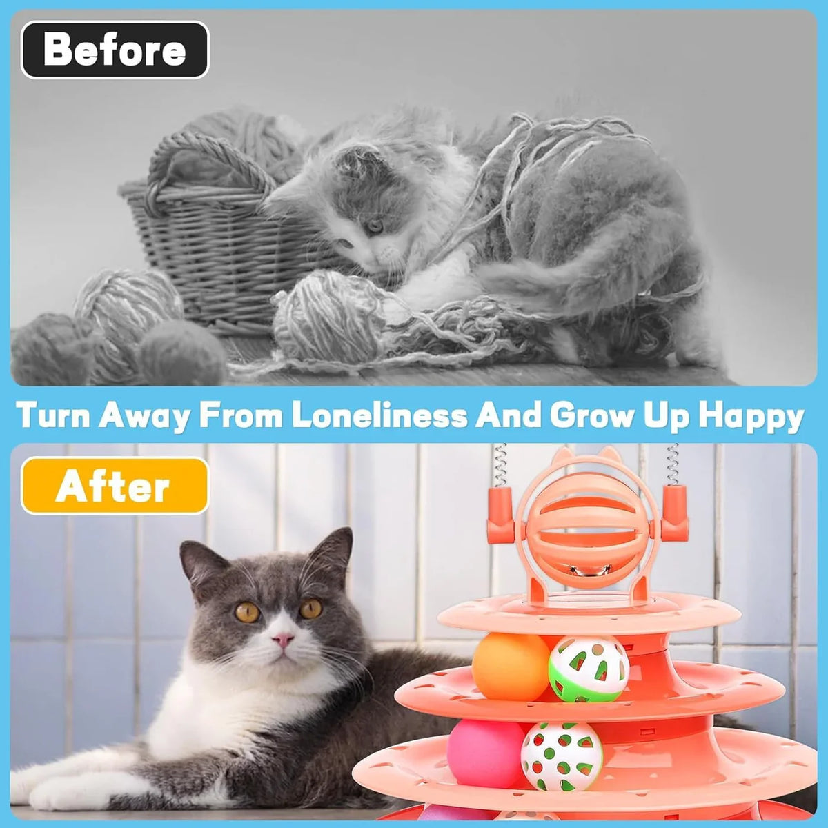 Cats Turntable Circle Track Toy with 2 Teaser Sticks