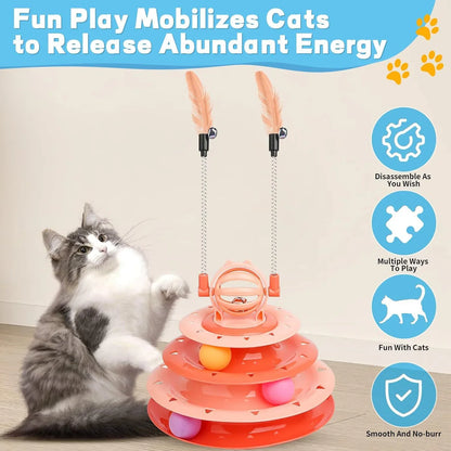Cats Turntable Circle Track Toy with 2 Teaser Sticks