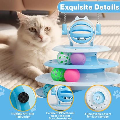 Cats Turntable Circle Track Toy with 2 Teaser Sticks