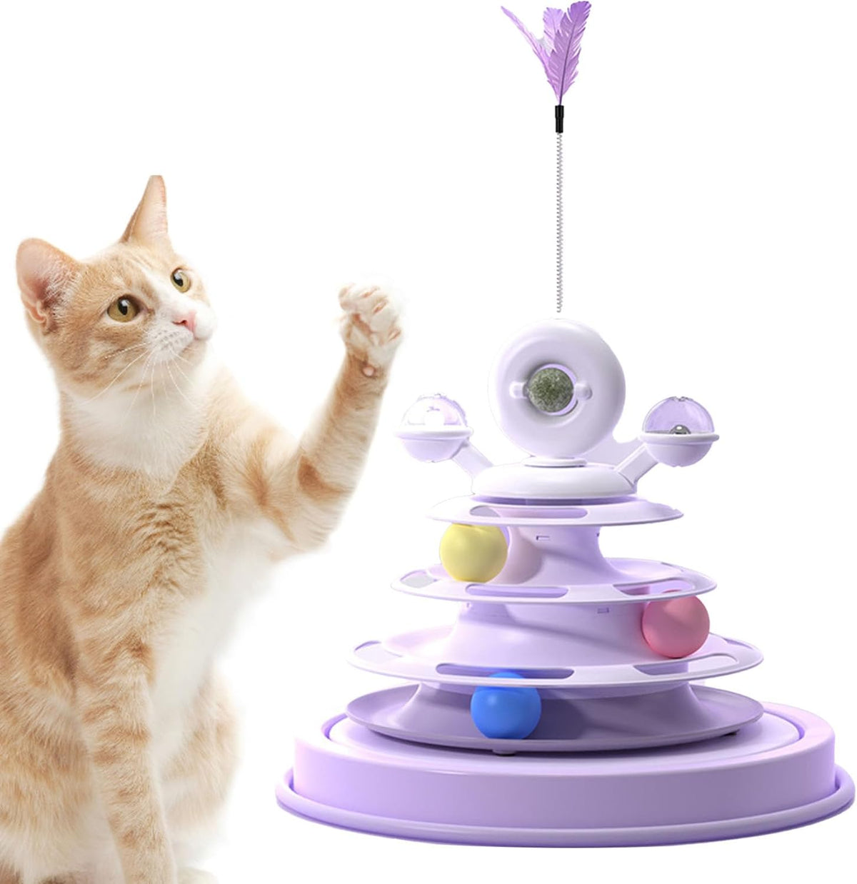Cats Turntable Circle Track Toy with Catnip Stick