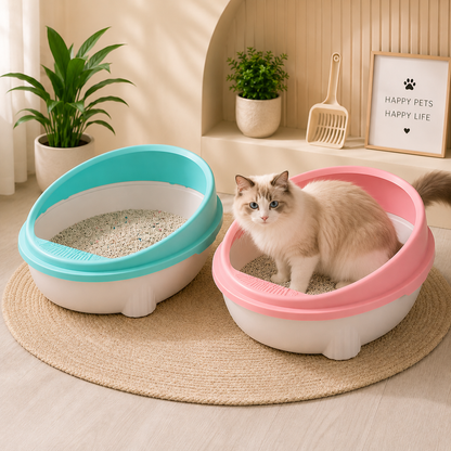 Round Cat Litter Tray with Scoop