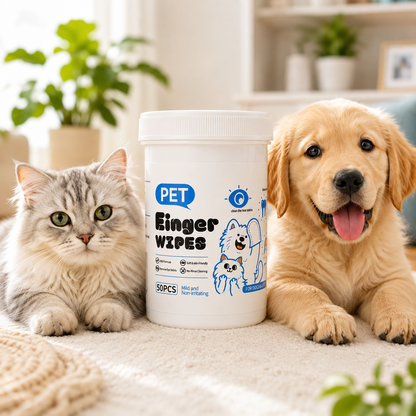 Pet Finger Multi-Purpose Grooming Wipes for Cats & Dogs (50 Wipes)