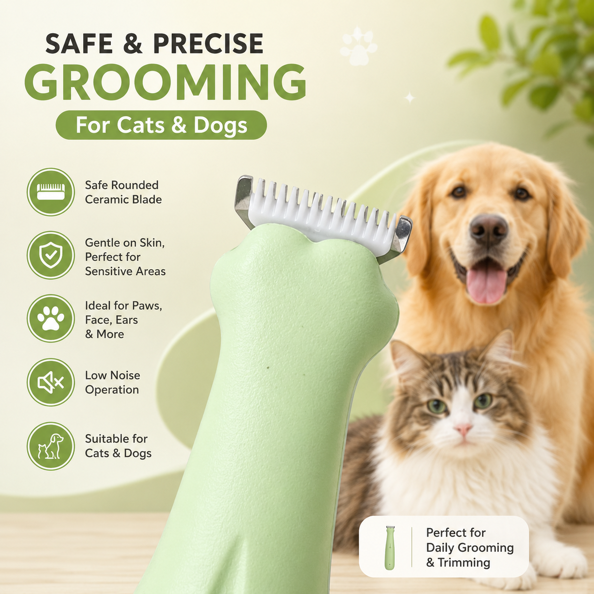 Rechargeable Low Noise Pet Grooming Trimmer For Dogs & Cats