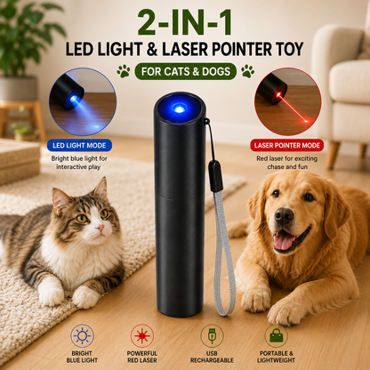 2-in-1 LED Light & Laser Pointer Toy for Cats & Dogs