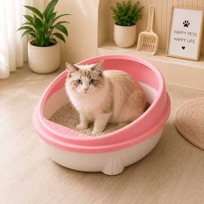 Round Cat Litter Tray with Scoop