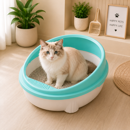 Round Cat Litter Tray with Scoop