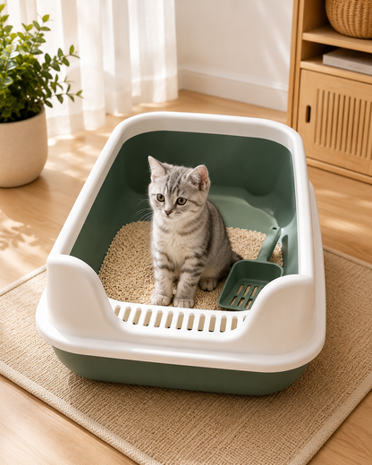 Cat Litter Box for Indoor Cats with Rim