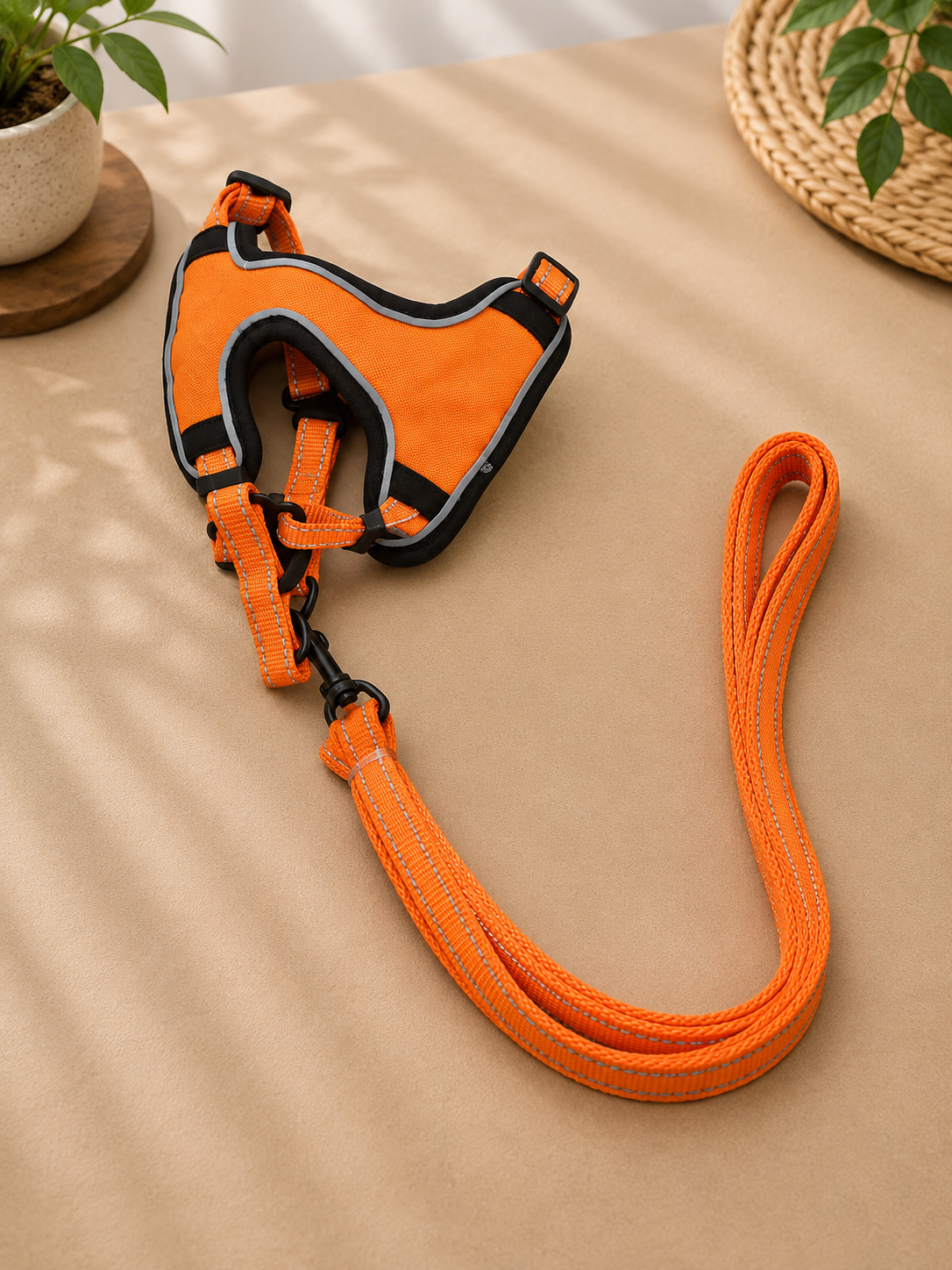 Reflective Soft Mesh Leash & Harness For Adult Cats & Small Puppies