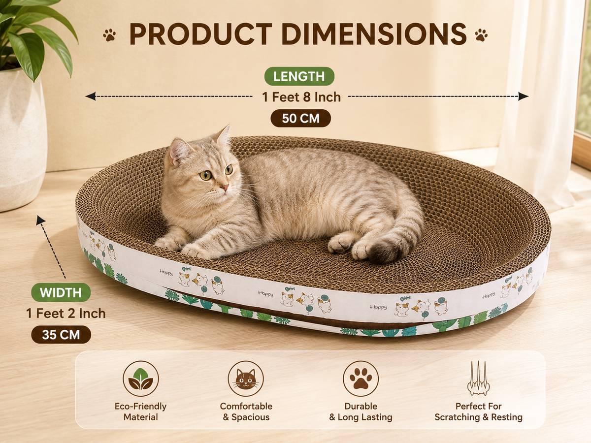 Oval Corrugated Cardboard Cat Scratcher Bed with Catnip