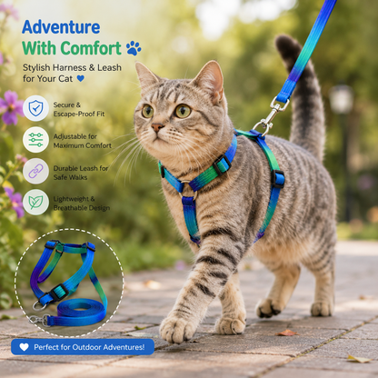 Durable Nylon Colourful Harness For Cats - Multi Color