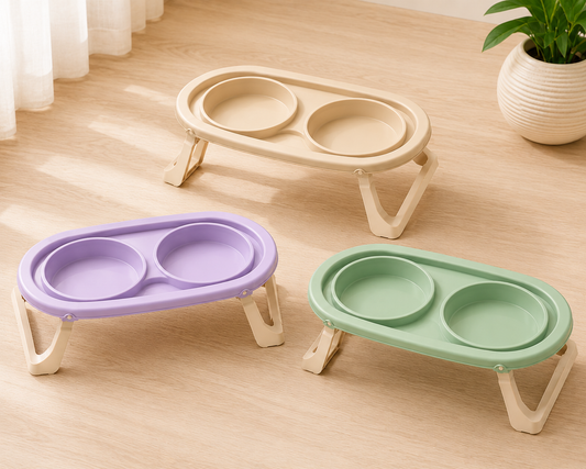 Foldable Elevated Double Pet Bowl