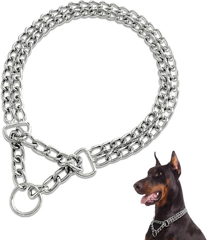 Chrome Plated Double Link Choke Chain Dog Collar