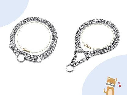 Chrome Plated Double Link Choke Chain Dog Collar