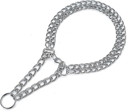 Chrome Plated Double Link Choke Chain Dog Collar
