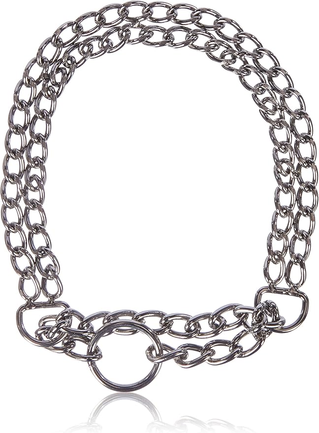 Chrome Plated Double Link Choke Chain Dog Collar