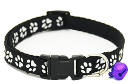 Cute Cat Printed Paws Collar with Bell Adjustable For Cats