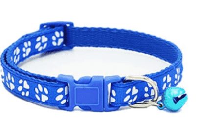 Cute Cat Printed Paws Collar with Bell Adjustable For Cats